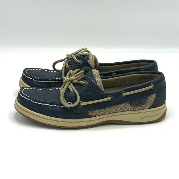 Vintage Sperry Top Sider Navy Leather Boat Shoes Size 5.5 with Original Box - Picture 4 of 9